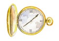 Watercolor golden pocket watch Royalty Free Stock Photo