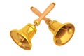 Vintage Golden School Bells. 3d Rendering