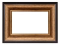 Vintage golden square frame with dark edging on a white background