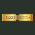 Vintage Golden Ticket. Admission To The Cinema, Theater, Music Festival, Party,