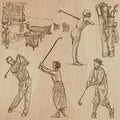 Vintage Golf and Golfers - Hand drawn vectors, freehands