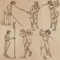 Vintage Golf and Golfers - Hand drawn vectors, freehands