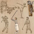 Vintage Golf and Golfers - Hand drawn vectors, freehands