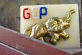 Vintage GOP Golden Elephant Sign - Political Royalty Free Stock Photo
