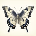 Vintage Gothic Butterfly Illustration On White Background