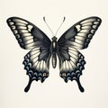 Vintage Gothic Butterfly Illustration On White Background Royalty Free Stock Photo