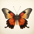 Vintage Gothic Butterfly Portrait On White Background Royalty Free Stock Photo