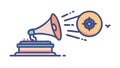 Vintage Gramophone Aiming at Target, Audio Accuracy, Sound Engineering, vector design Generative AI Royalty Free Stock Photo