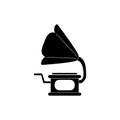 Vintage gramophone audio melody sound music silhouette style icon