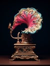 Vintage Gramophone with Colorful Charm