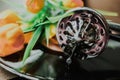 Vintage gramophone and flowers