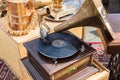 Vintage gramophone with horn speaker Royalty Free Stock Photo