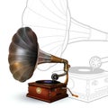 Vintage Gramophone illustration Royalty Free Stock Photo