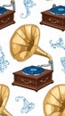Vintage Gramophone Illustration on White Background Royalty Free Stock Photo
