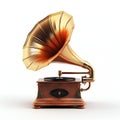 Vintage Gramophone Isolated on White Background. Generative ai Royalty Free Stock Photo