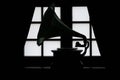 vintage gramophone silhouette photography