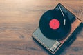 Vintage gramophone with a vynil record