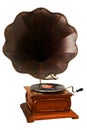 Vintage gramophone on a white background. Isolate. vertical photo Royalty Free Stock Photo