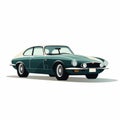 Vintage Graphic Design: Charming Jaguar Xj12 Sports Car On White Background Royalty Free Stock Photo