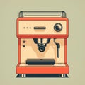 Vintage Graphic Design Coffee Machine: Minimalist Monotype Print