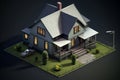 Vintage Gray house isometric. Generate Ai