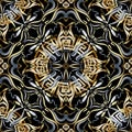 Vintage greek floral 3d vector seamless pattern.