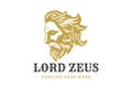 Vintage Greek Old Man Face God Zeus Triton Neptune Philosopher with Beard and Mustache Head Logo Design Royalty Free Stock Photo