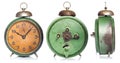 Vintage green alarm clock