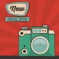 Vintage green camera special offer poster