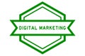 Vintage green hexagon label banner with word digital marketing on white background