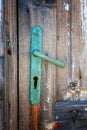 Old wood door with rusted handle in Susak Royalty Free Stock Photo