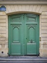 Vintage green doors in Paris, France Royalty Free Stock Photo
