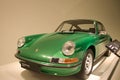 Vintage green Porsche 911 on display