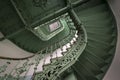 Vintage, green spiral staircase
