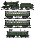 Vintage green steam passenger train