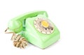 Vintage green telephone isolated Royalty Free Stock Photo