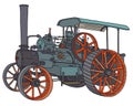 The vintage green traction engine