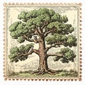 Vintage Style Tree Illustration With Elaborate Borders