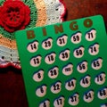 Vintage green and white Bingo card.