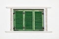 Vintage green window on white wall Royalty Free Stock Photo