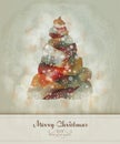 Vintage Greeting with Abstract Christmas Tree