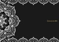 Vintage greeting card on a black background. Luxury ornament template. Great for invitation, flyer, menu, brochure, postcar