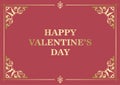 Vintage greeting card Happy Valentine Day - vector banner with golden decorations Royalty Free Stock Photo