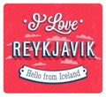 Vintage greeting card from Reykjavik - Iceland.