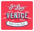Vintage greeting card from Venice - Italy. Royalty Free Stock Photo