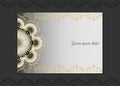 Golden vintage greeting card on a white background. Luxury ornament template. Great for invitation, flyer, menu, brochure, postcar Royalty Free Stock Photo