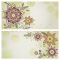 Vintage greeting cards with floral motifs in east style. Royalty Free Stock Photo