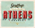 Vintage greetings from Athens, Greece vacation card
