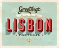 Vintage greetings from Lisbon, Portugal vacation card