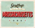 Vintage greetings from Massachusetts Vacation Postcard.